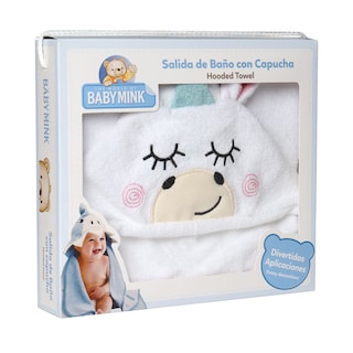 Foto 4 | Toalla de Baño con Capucha Baby Mink Bm324 Blanco con Bordado de Personaje de Unicornio 90 x 70 cm
