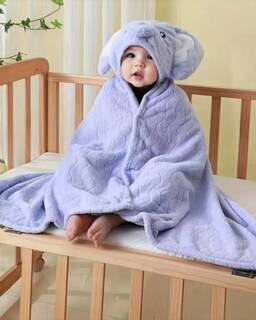 Foto 2 | Toalla Baby Room Azul Con Capucha Diseño De Elefante, 2 Broches A Presión, Microfibra De Alta Absorción Y Secado Ráp