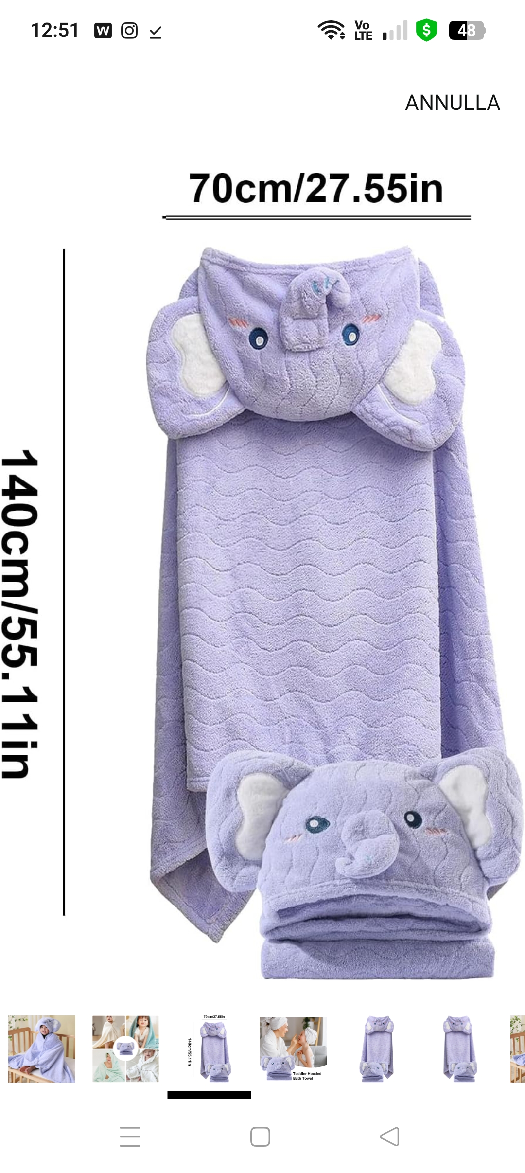 Foto 3 | Toalla Baby Room Azul Con Capucha Diseño De Elefante, 2 Broches A Presión, Microfibra De Alta Absorción Y Secado Ráp