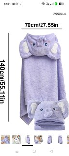 Foto 3 | Toalla Baby Room Azul Con Capucha Diseño De Elefante, 2 Broches A Presión, Microfibra De Alta Absorción Y Secado Ráp