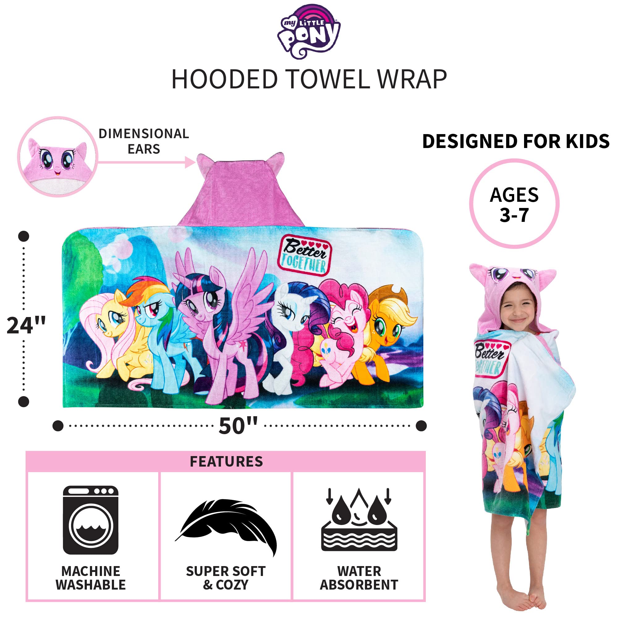 Foto 6 pulgar | Toalla Con Capucha Para Niños My Little Pony Para Bañera/piscina/playa - Venta Internacional.