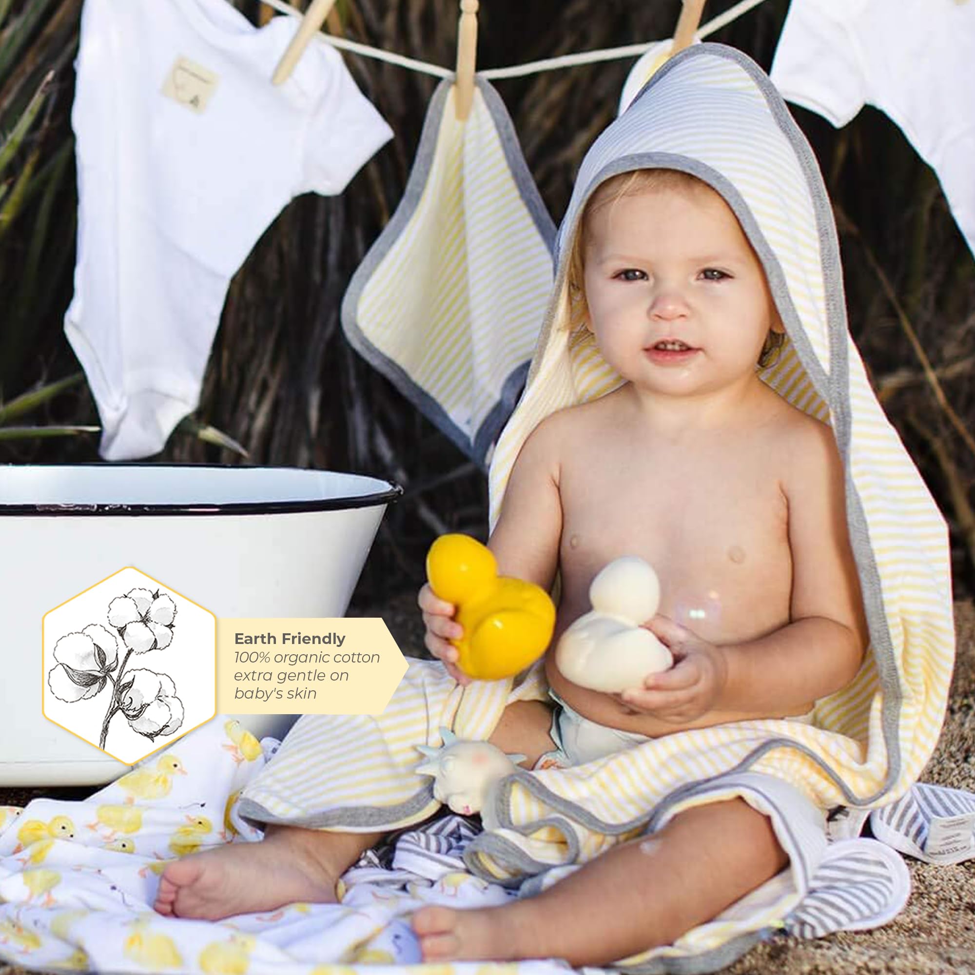 Foto 5 | Toallas Con Capucha Burt's Bees Baby Little Ducks De Algodón Orgánico - Venta Internacional.