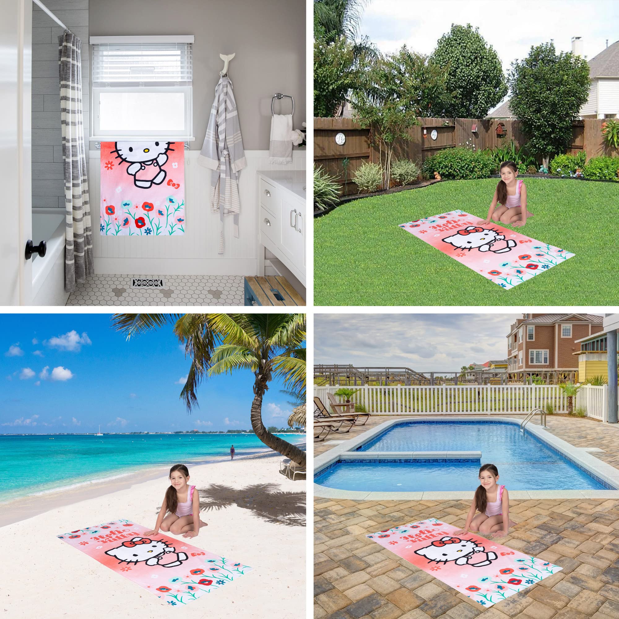 Foto 5 pulgar | Toalla De Playa Franco Kids Hello Kitty, Algodón, 147 Cm X 71 Cm - Venta Internacional.