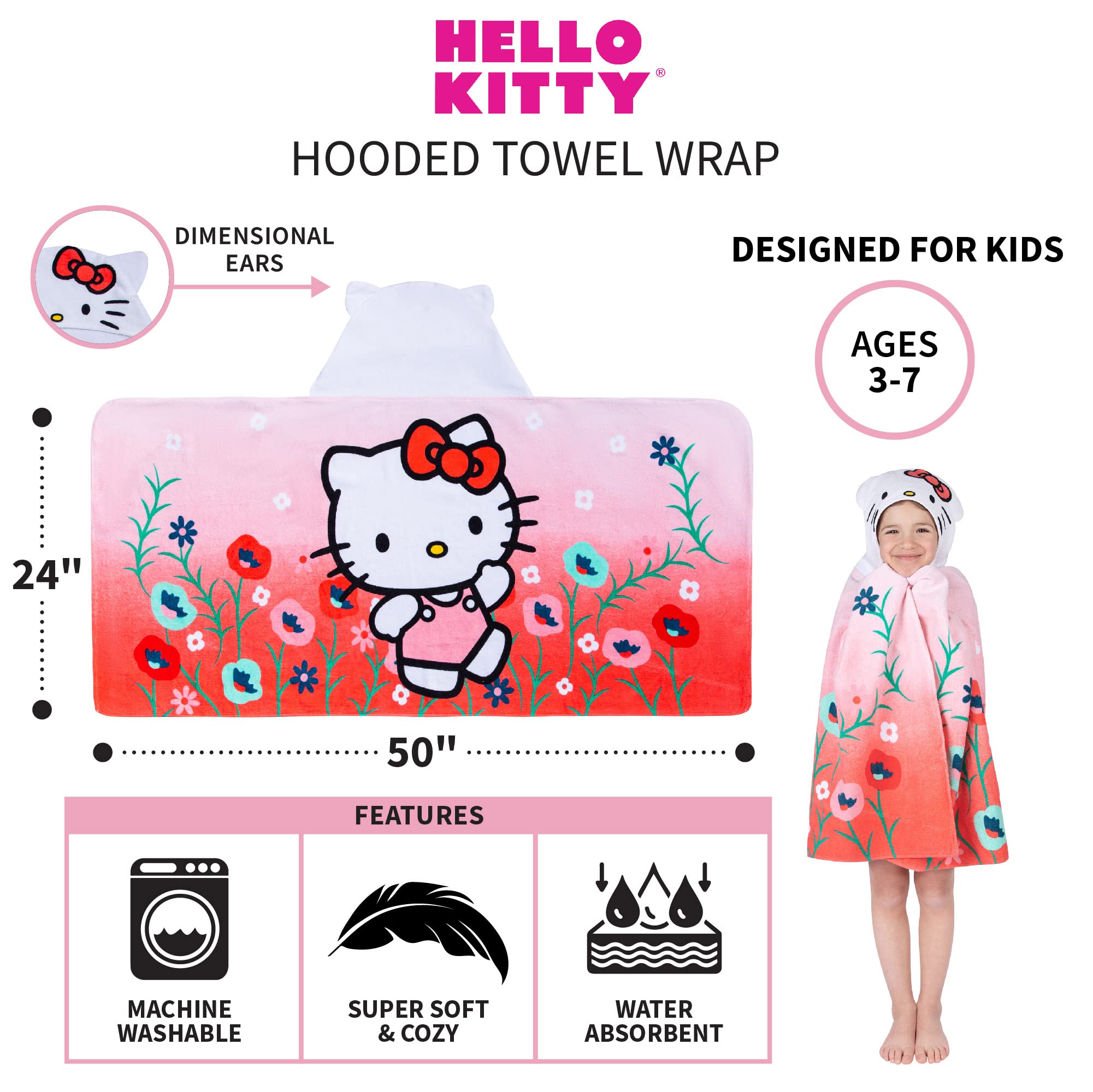 Foto 6 pulgar | Toalla Con Capucha Franco Kids Hello Kitty De Algodón Suave - Venta Internacional.