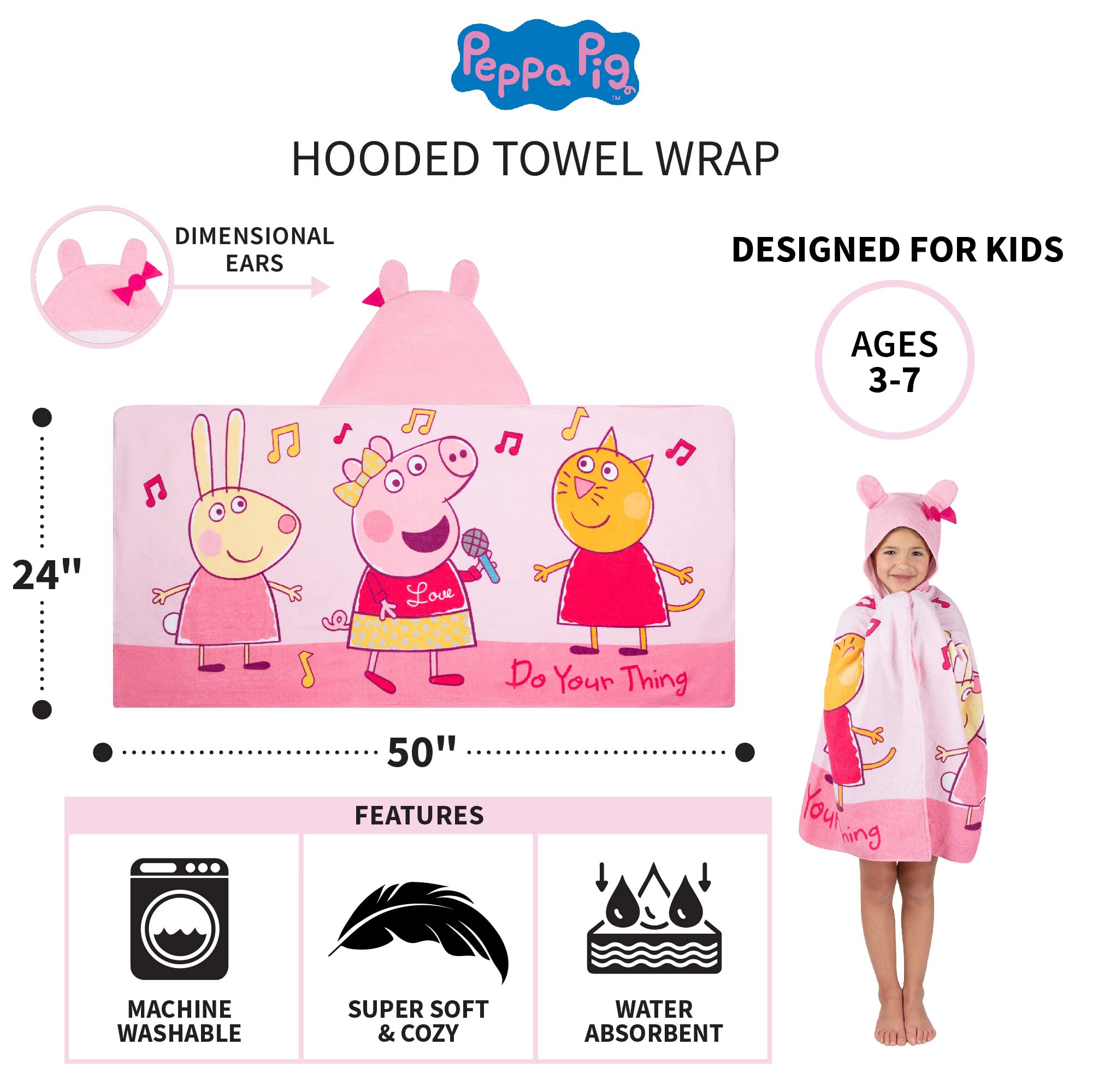 Foto 5 pulgar | Toalla Con Capucha Franco Peppa Pig Para Niños, Bañera/piscina/playa - Venta Internacional.