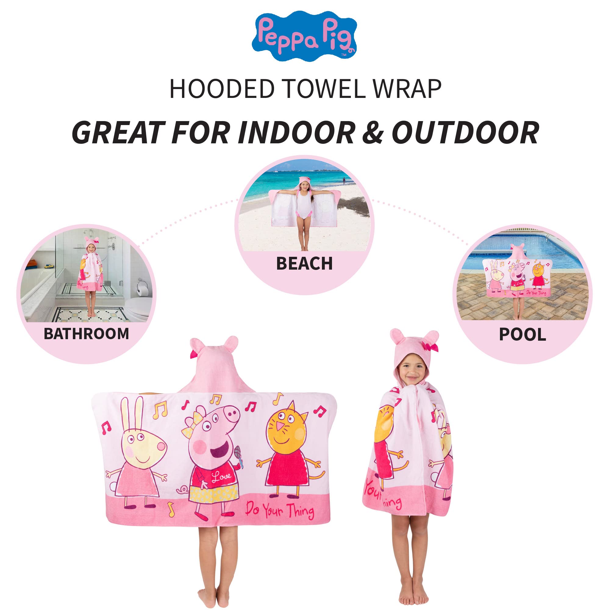 Foto 5 | Toalla Con Capucha Franco Peppa Pig Para Niños, Bañera/piscina/playa - Venta Internacional.