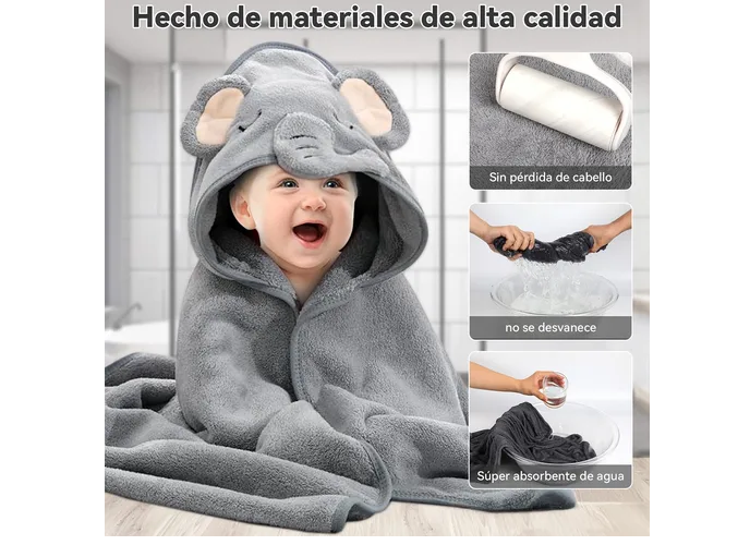 Foto 5 pulgar | Set De 2 Toallas Xtellar Para Bebé Con Capucha De Vellón Premium Suave (0-3a)