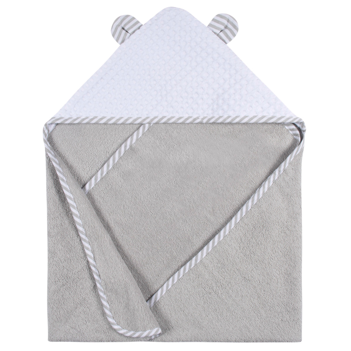 Foto 3 | Toalla Bebé Gerber Capucha Y Mitón 100% Algodón Gris/blanco