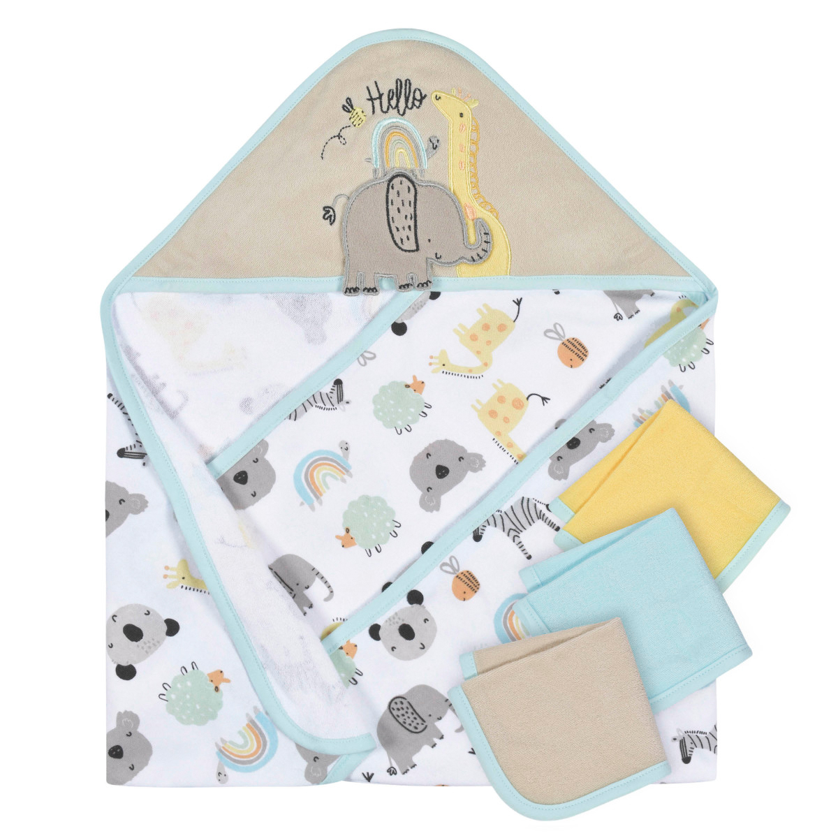 Foto 1 | Set 4 Toallas Bebé Gerber Con Capucha 80% Algodón Azul
