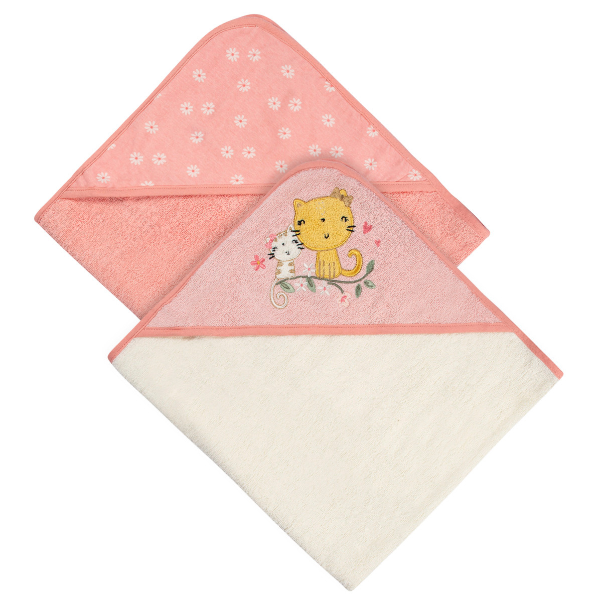 Foto 1 | Set 2 Toallas Bebé Gerber Con Capucha Rosa 66×76 Cm Algodón