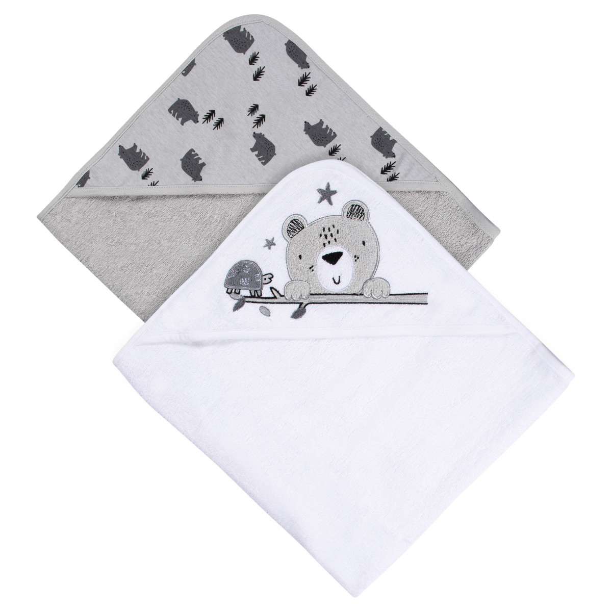 Foto 1 | Set 2 Toallas Bebé Gerber Capucha Gris 66×76 Cm Algodón