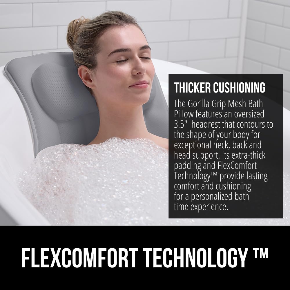 Foto 4 pulgar | Almohada De Baño Gorilla Grip Mesh Para Bañera Con Ventosas Gris - Venta Internacional.