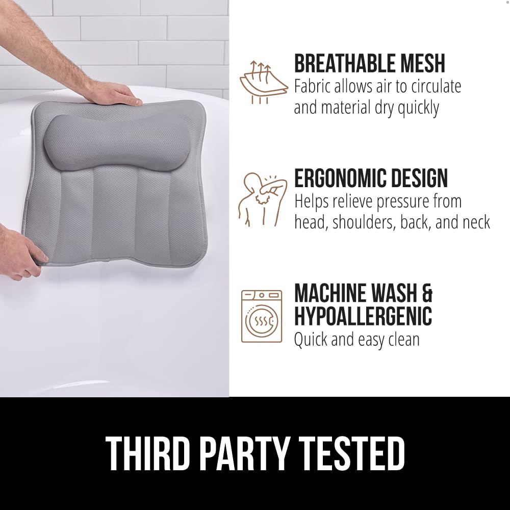 Foto 7 pulgar | Almohada De Baño Gorilla Grip Mesh Para Bañera Con Ventosas Gris - Venta Internacional.