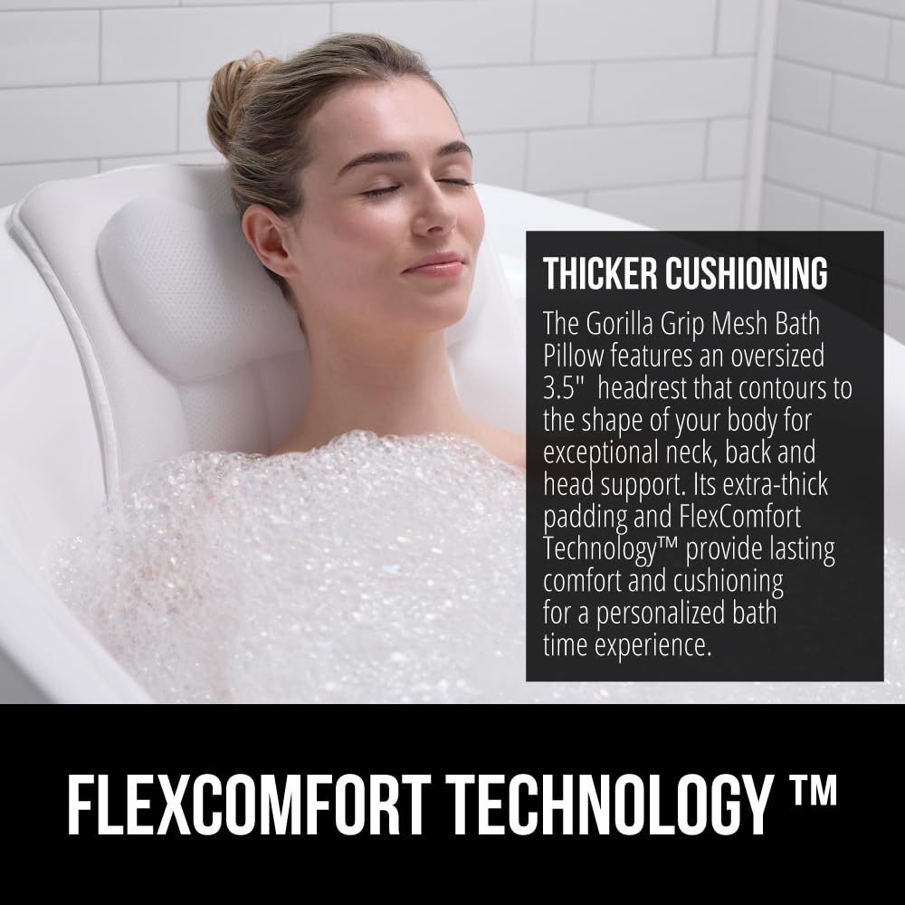 Foto 4 pulgar | Almohada De Baño Gorilla Grip Mesh Para Bañera Con Ventosas, Color Blanco - Venta Internacional.