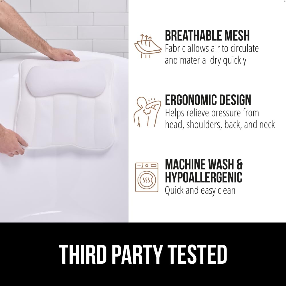 Foto 7 pulgar | Almohada De Baño Gorilla Grip Mesh Para Bañera Con Ventosas, Color Blanco - Venta Internacional.
