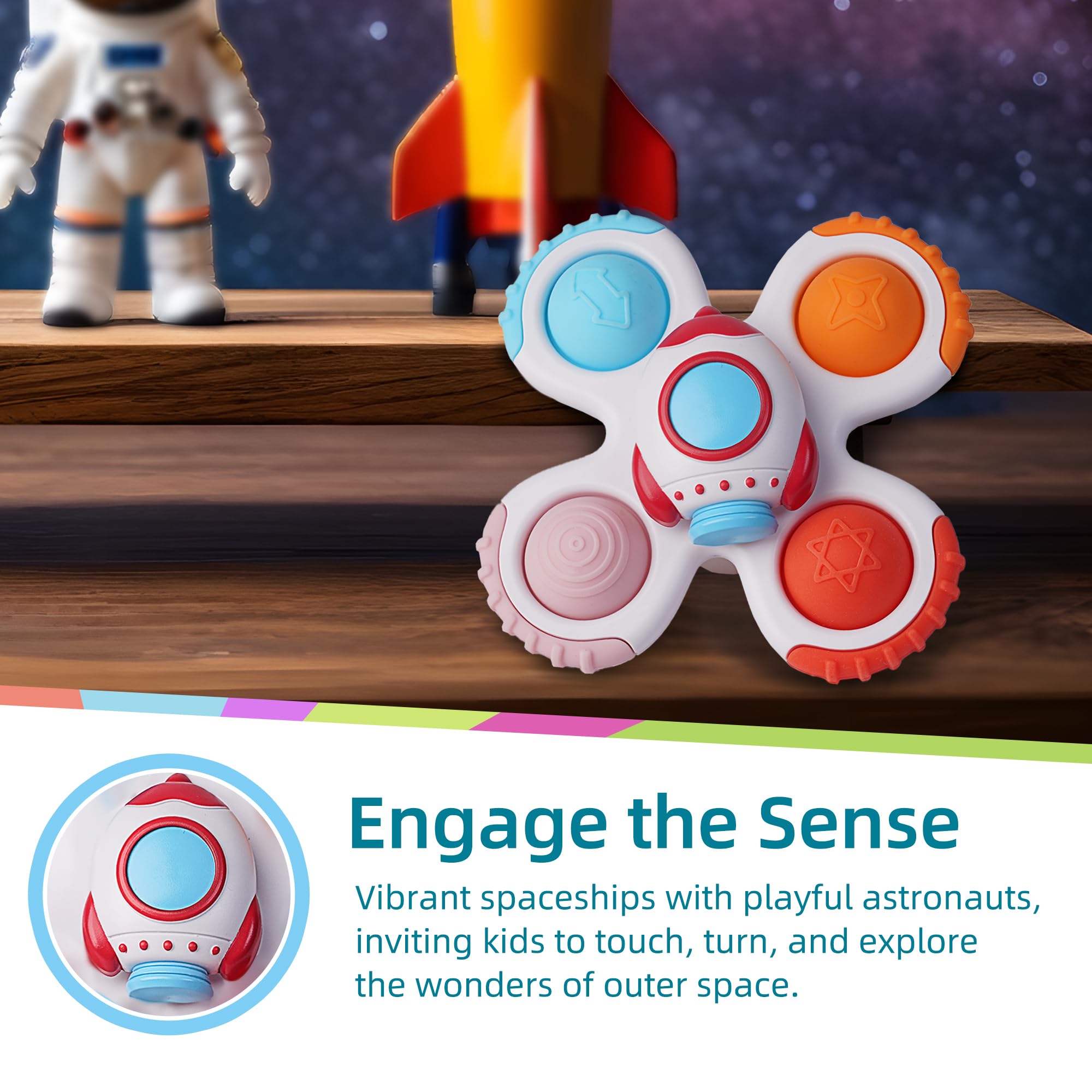 Foto 5 pulgar | Juguete De Baño Fidget Spinner Likee Strong Con Ventosa Para Bebé - Venta Internacional.
