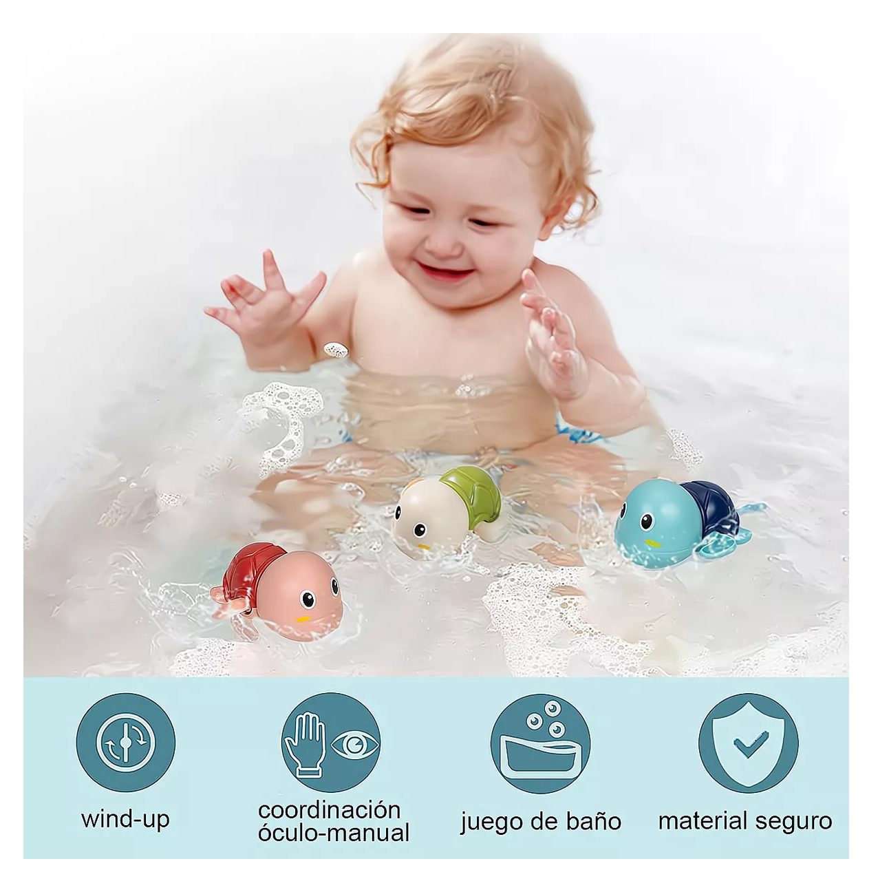 Foto 4 pulgar | Juguetes De Baño Para Bebé + Gorro Ducha Ajustable + Cepillo Champú Colores