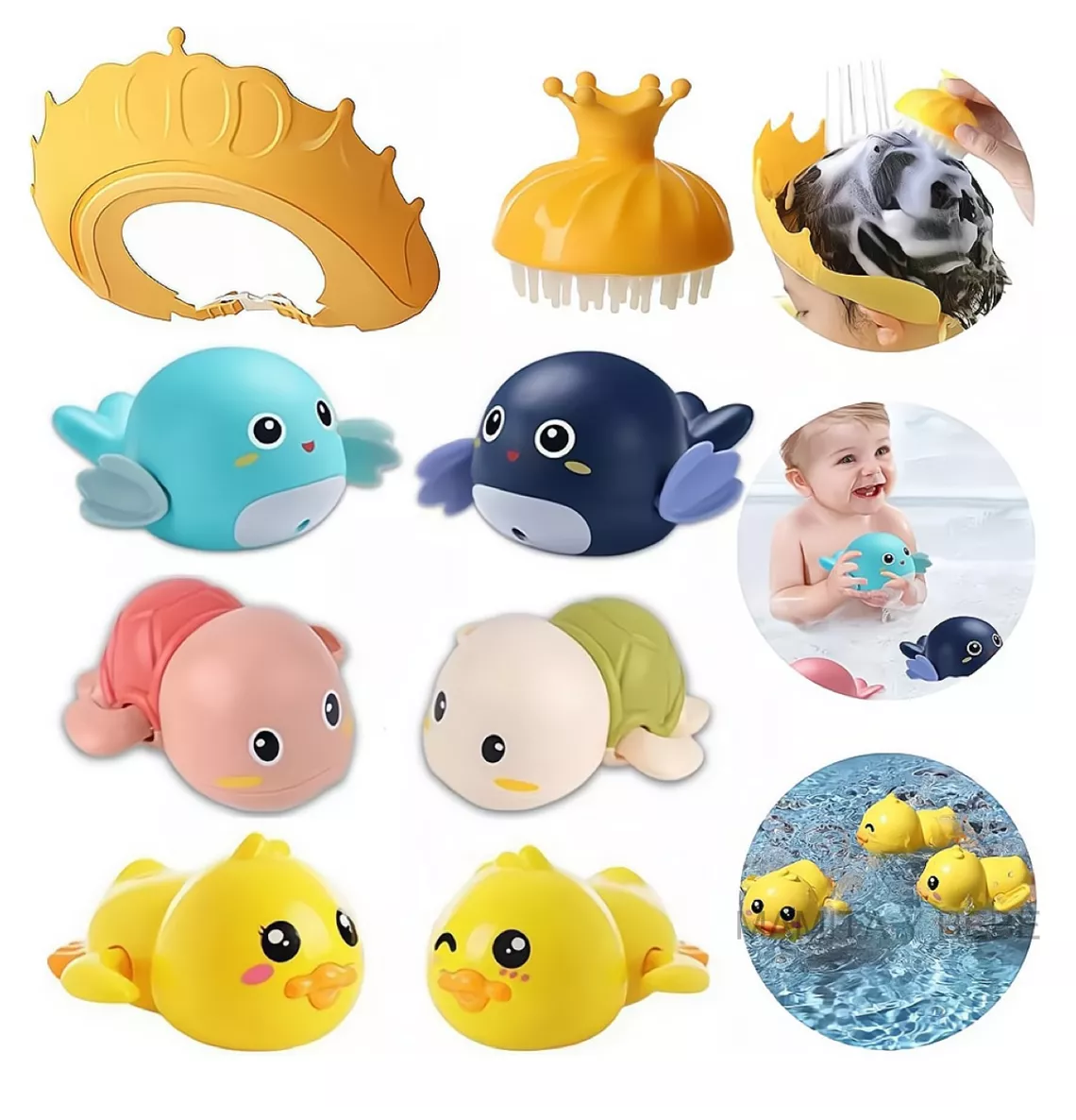 Foto 6 pulgar | Juguetes De Baño Para Bebé + Gorro Ducha Ajustable + Cepillo Champú Colores