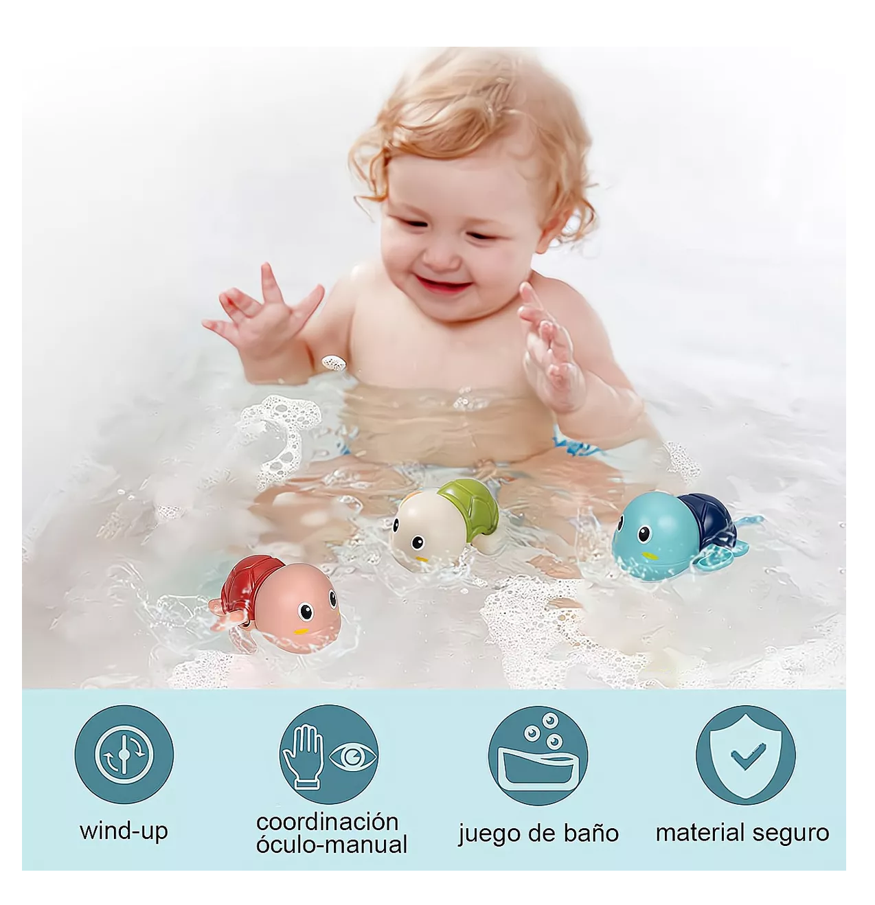 Foto 3 pulgar | Juguetes de Baño Para Bebé + Gorro Ducha Ajustable 8 Piezas