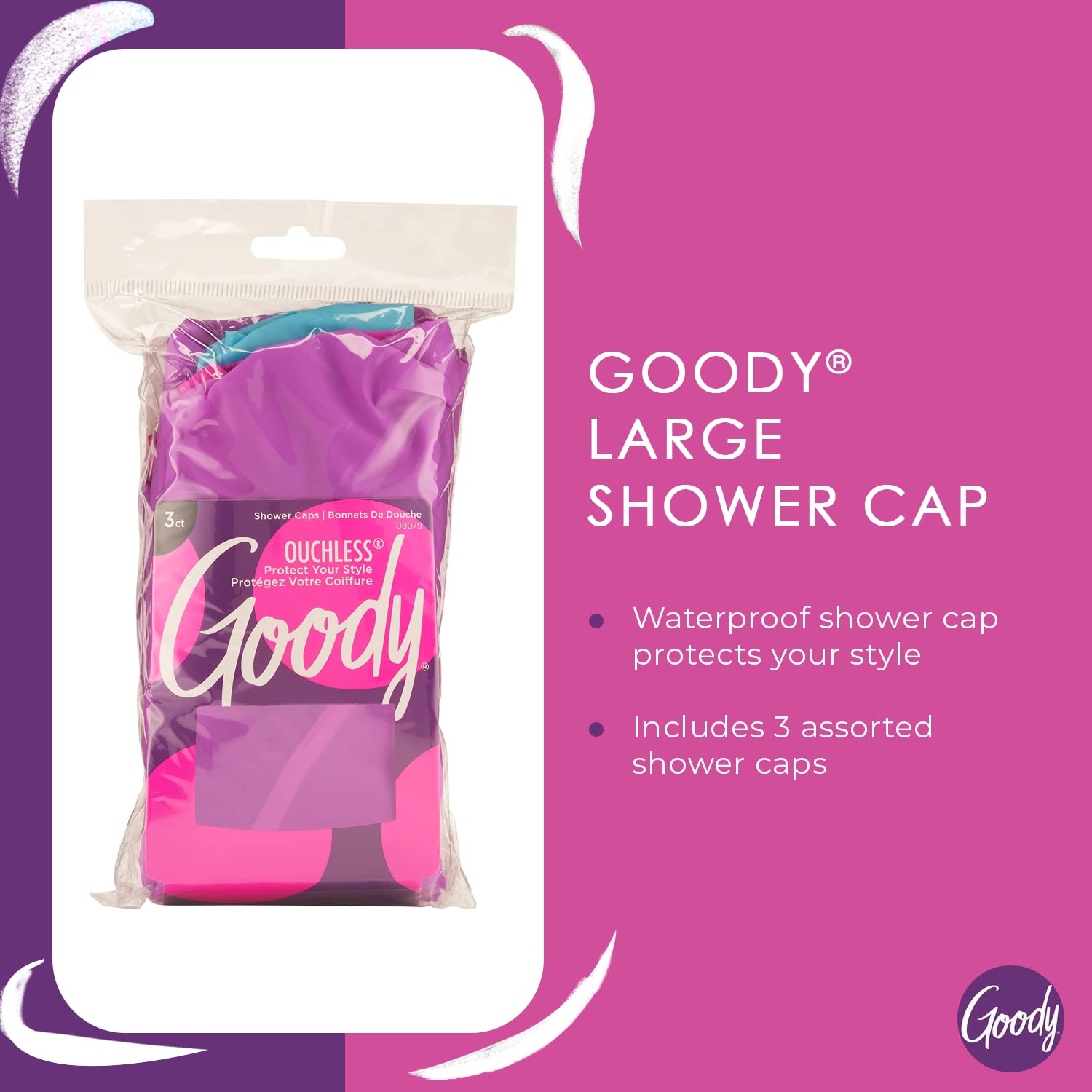 Foto 2 | Gorro De Ducha Goody Styling Essentials, Impermeable, 3 Unidades - Venta Internacional.
