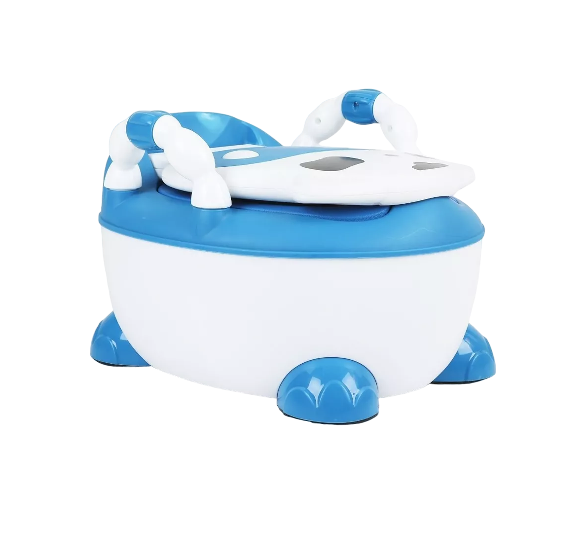 Bañito Entrenador BLEUG para Bebés con Asiento Acojinado y Tapa Azul