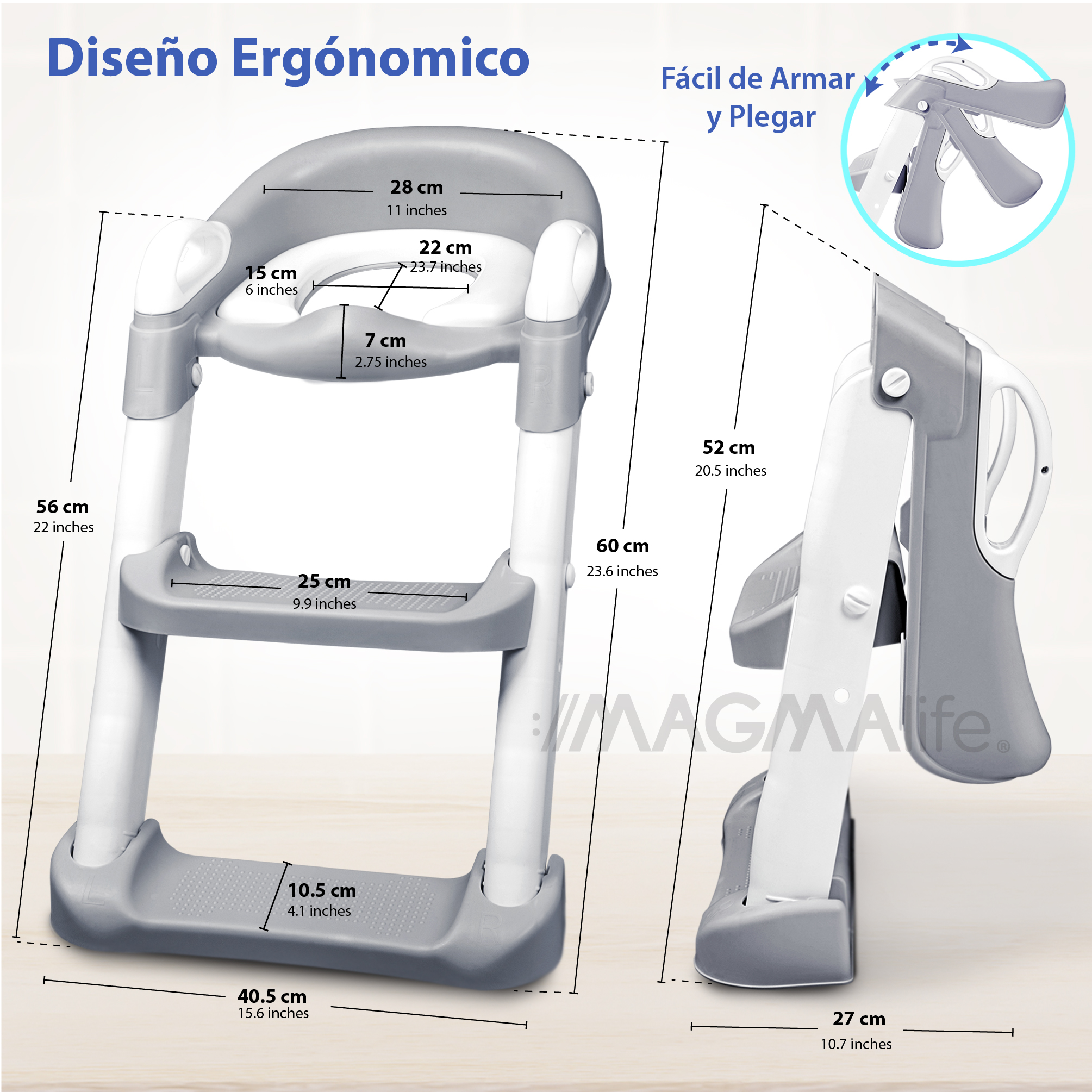 Foto 4 pulgar | Baño Entrenador Magma Life, Asiento Entrenador Para Baño Con Escalera Antideslizante, Taburete Plegable Para Taza De