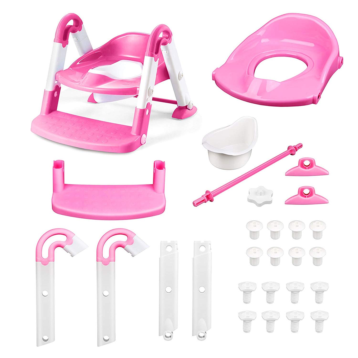 Baño Entrenador para Bebe Escalera 3 en 1 Rosa