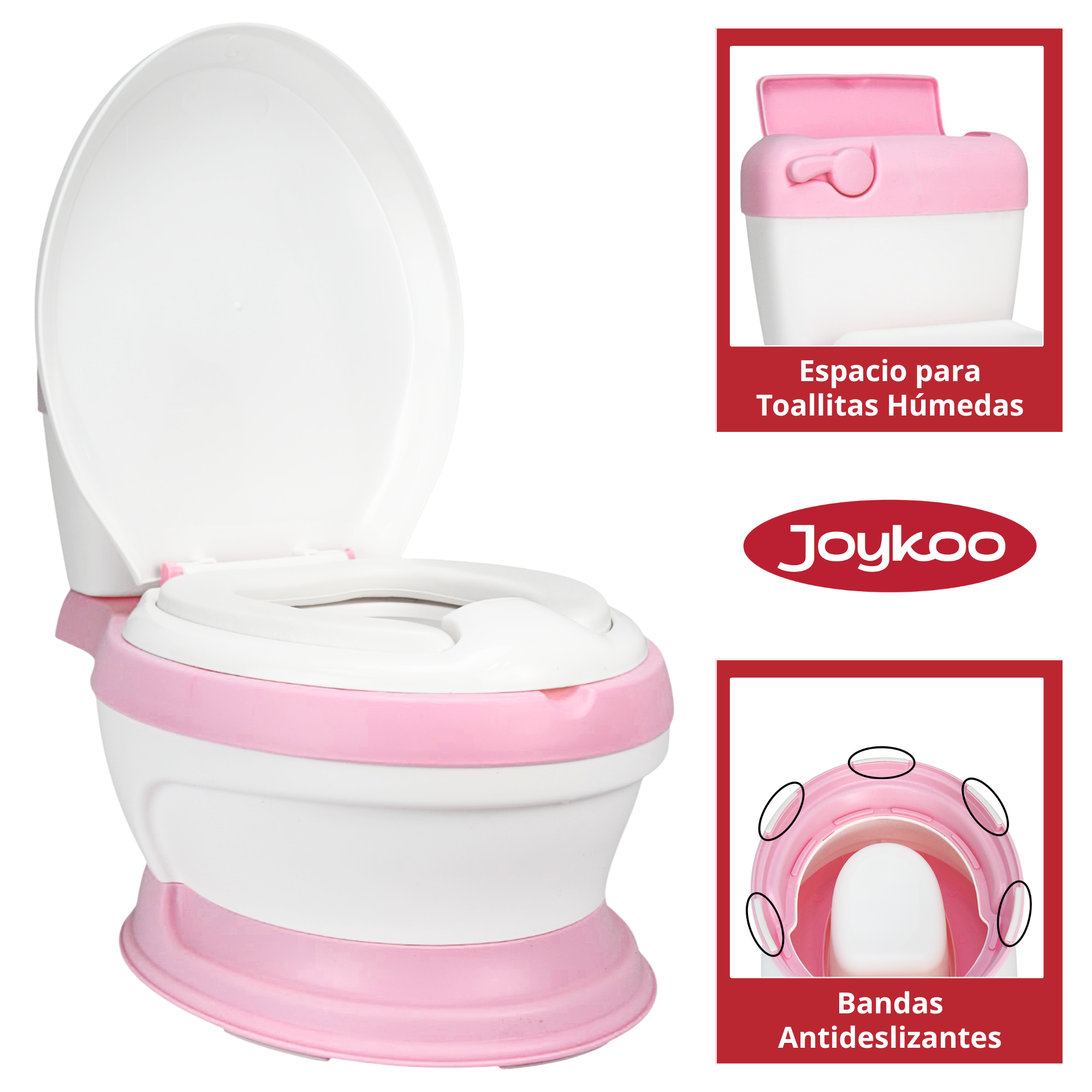 Foto 4 pulgar | Baño Entrenador Para Niños Antideslizante Con Asiento Acolchado Diseño Realista - Rosa