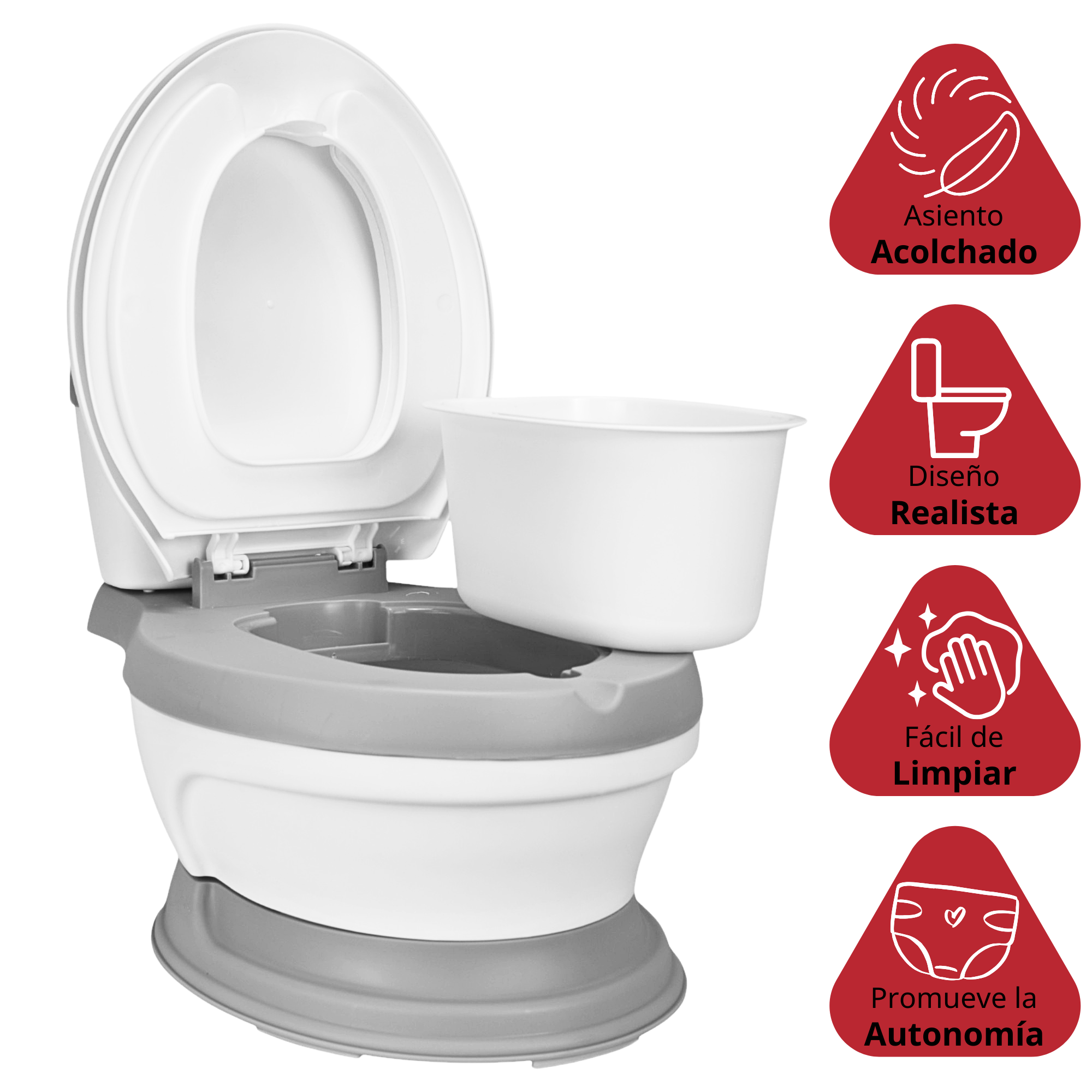 Foto 3 pulgar | Baño Entrenador Para Niños Antideslizante Con Asiento Acolchado Diseño Realista - Gris