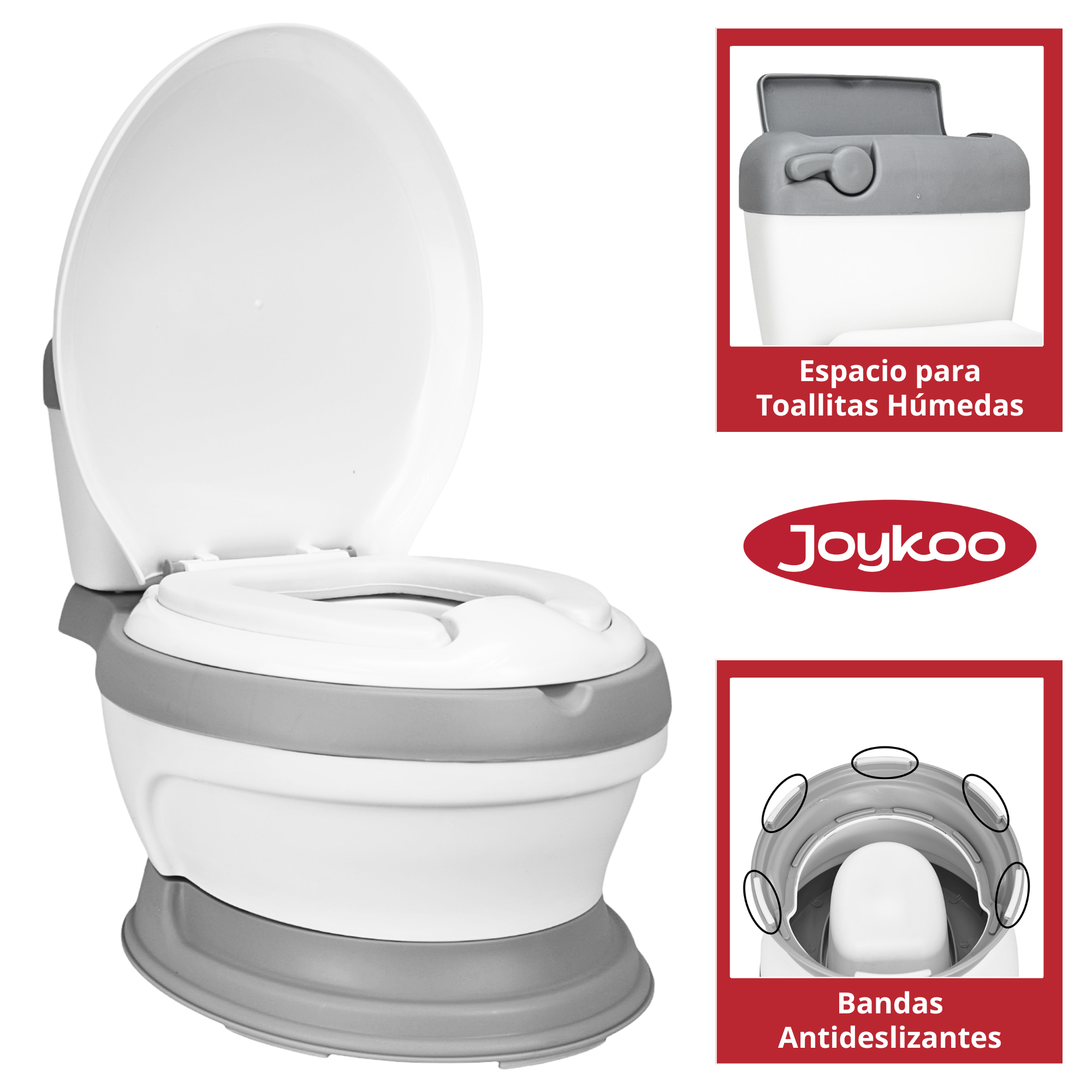 Foto 4 pulgar | Baño Entrenador Para Niños Antideslizante Con Asiento Acolchado Diseño Realista - Gris