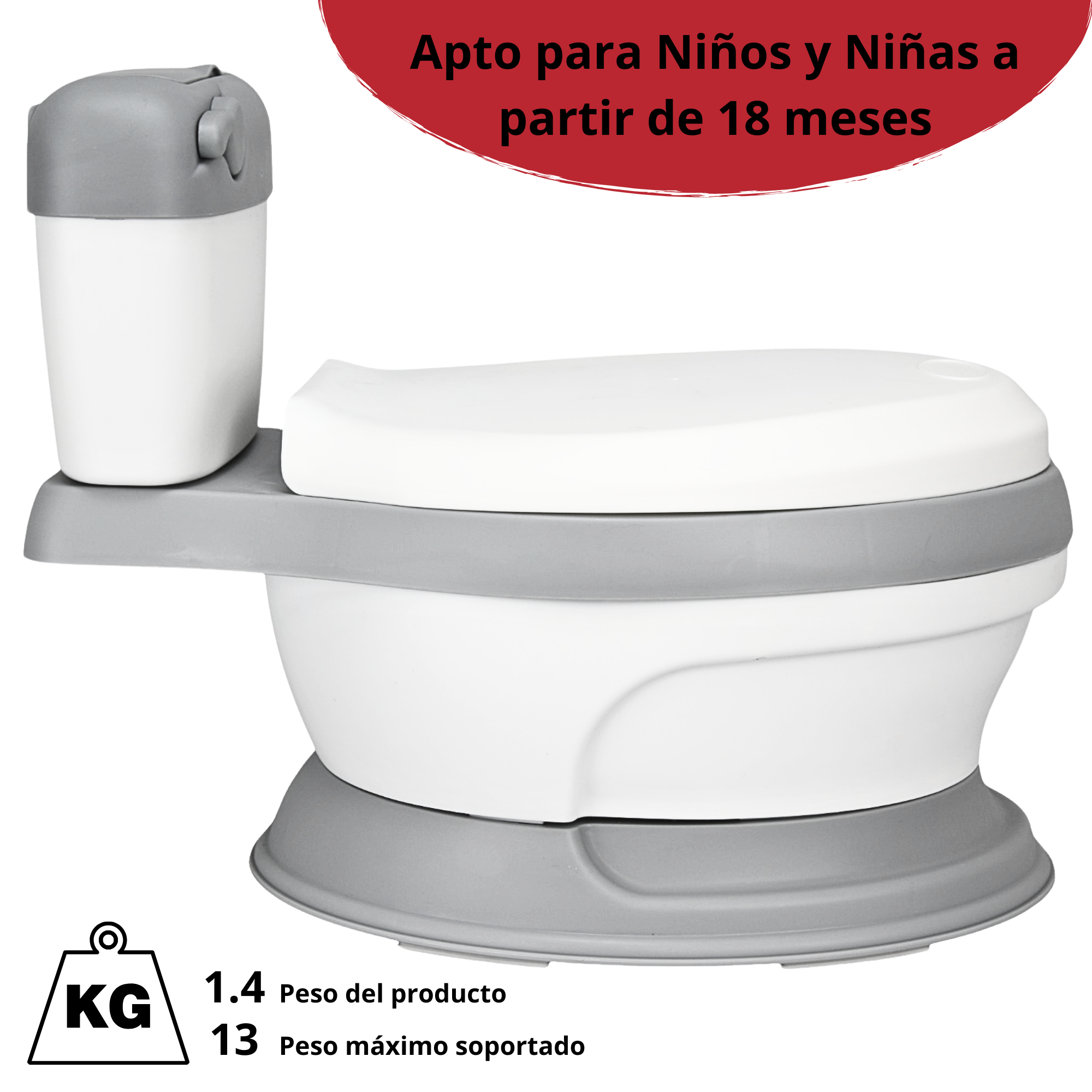 Foto 6 pulgar | Baño Entrenador Para Niños Antideslizante Con Asiento Acolchado Diseño Realista - Gris