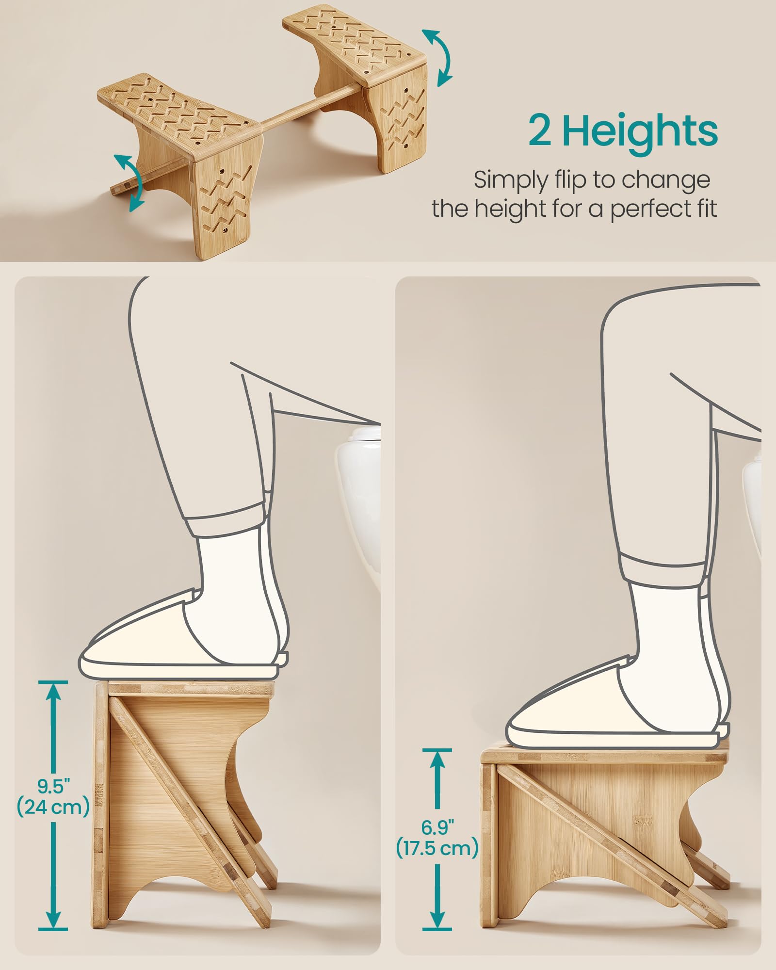 Foto 5 pulgar | Taburete Songmics De Bambú Ajustable En Altura, Color Beige Natural - Venta Internacional.