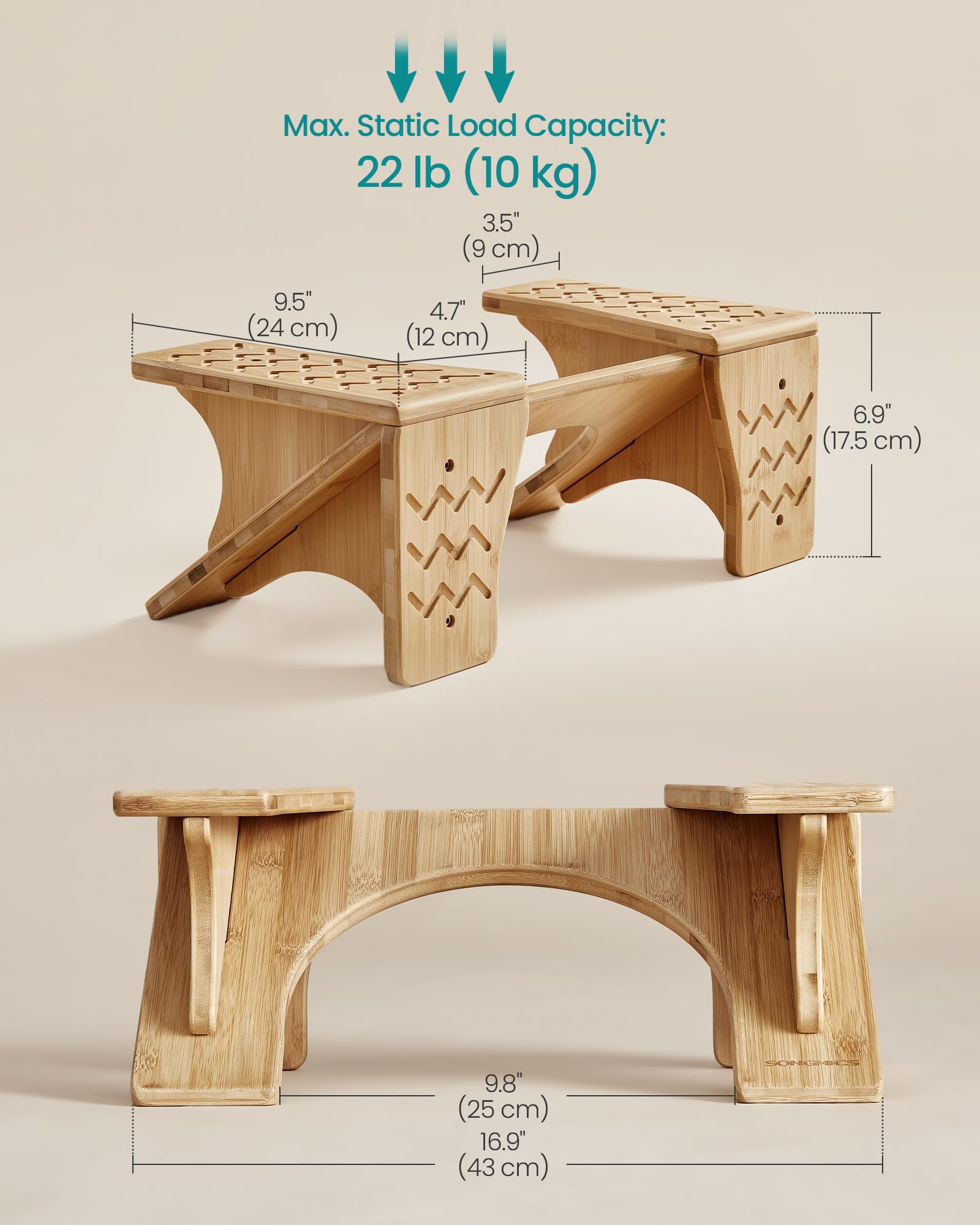 Foto 7 pulgar | Taburete Songmics De Bambú Ajustable En Altura, Color Beige Natural - Venta Internacional.