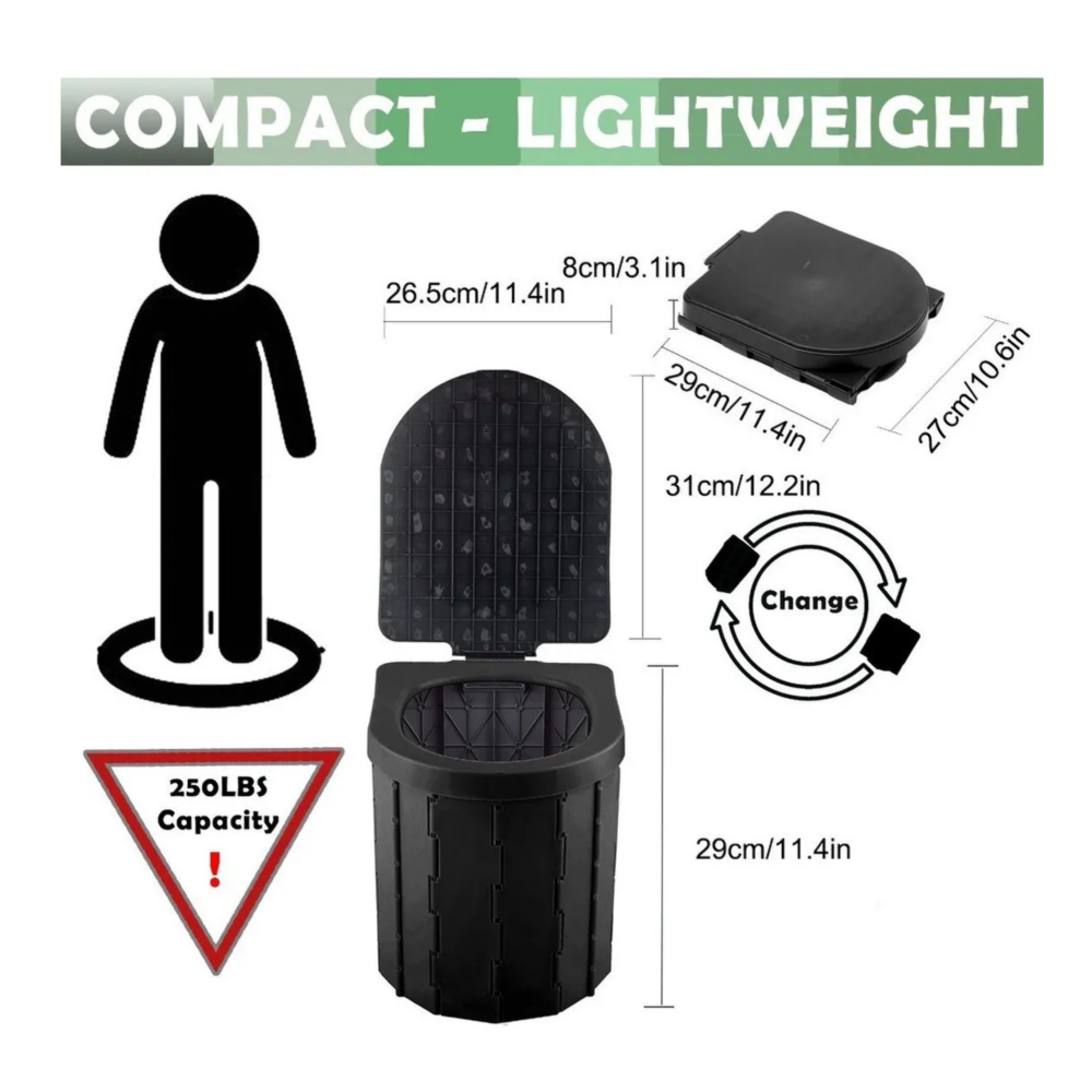 Foto 5 | Inodoro Portátil Plegable Para Acampar Para Viajes Belug  Negro