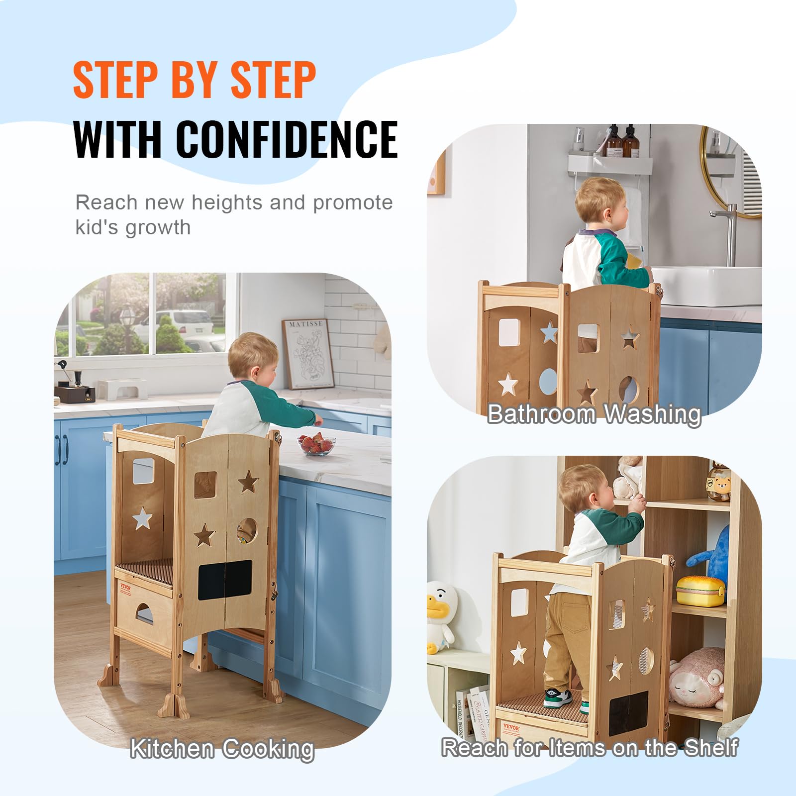 Foto 7 pulgar | Taburete Plegable Vevor Para Niños Pequeños, Ajustable En 3 Alturas - Venta Internacional.