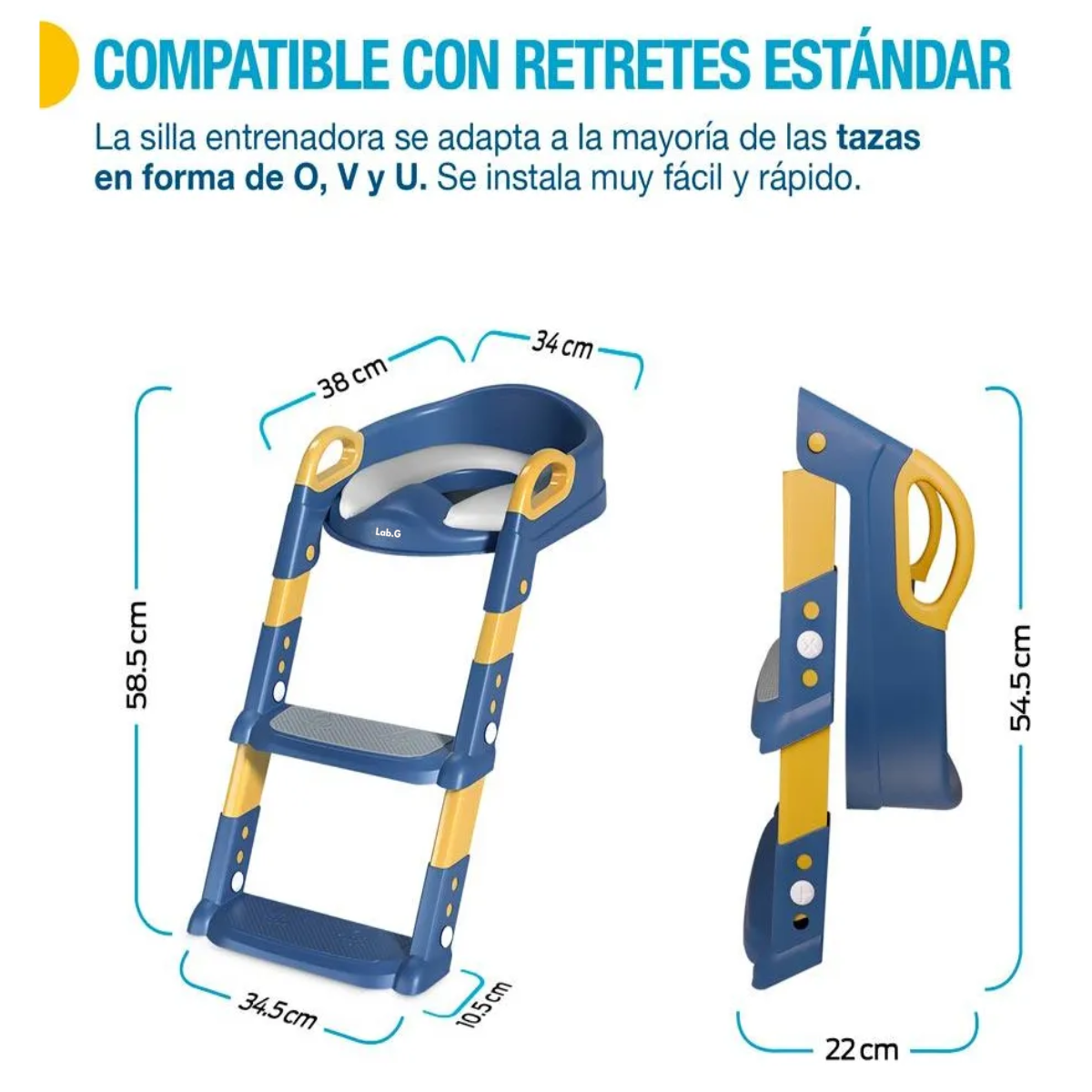 Foto 4 pulgar | Asiento Entrenador Con Escalera Plegable 2-5 Años Para Niños Lab.g Azul