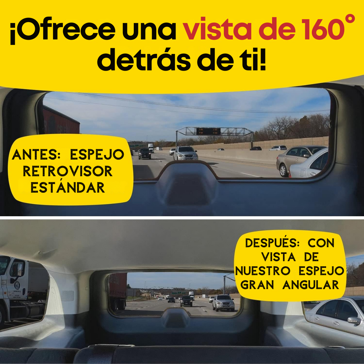 Foto 3 pulgar | Espejo Retrovisor Gran Angular Reduce Puntos Ciego Universal