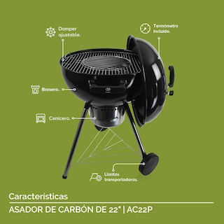 Foto 4 | Asador de Carne de Carbón Avera Ac22p de 22" Premium Negro
