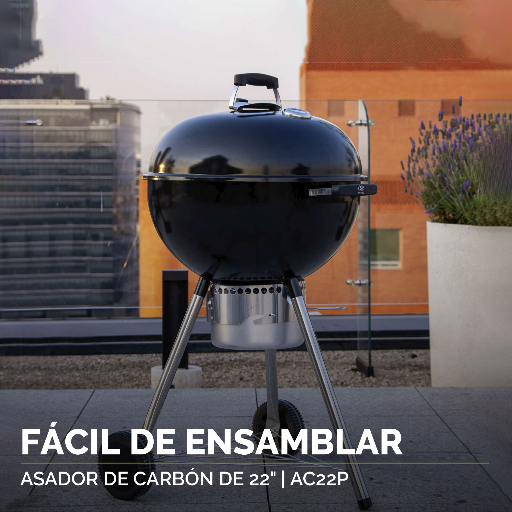 Foto 6 pulgar | Asador de Carne de Carbón Avera Ac22p de 22" Premium Negro