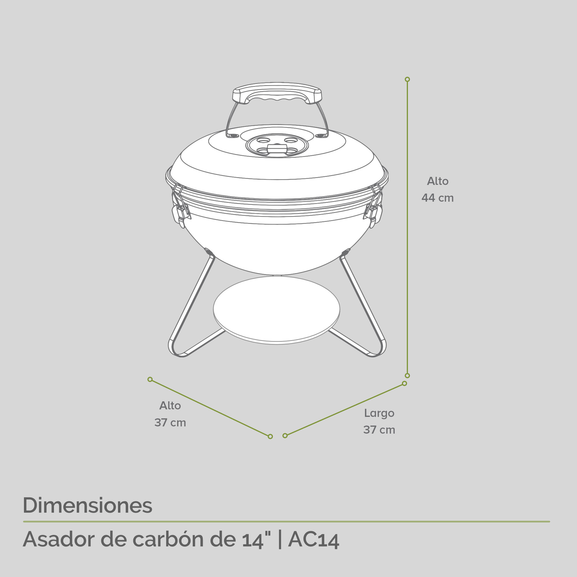 Foto 4 pulgar | Asador de Carbón Portátil 14'' Parrilladas Avera Ac14 color Negro