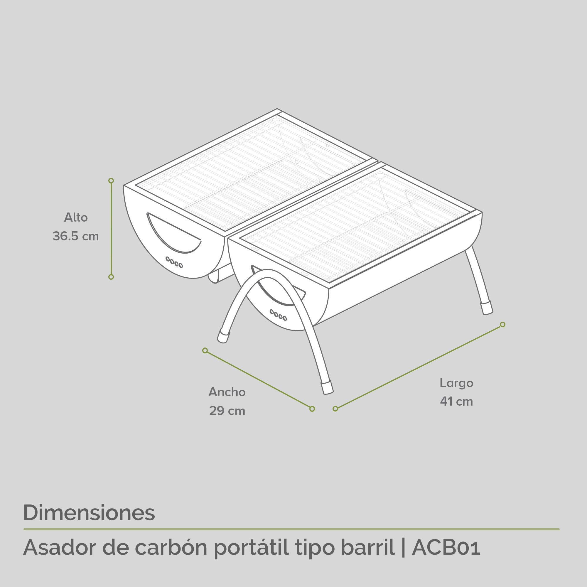 Foto 4 pulgar | Asador de Carbón Tipo Barril Portátil Avera Acb01 color Negro