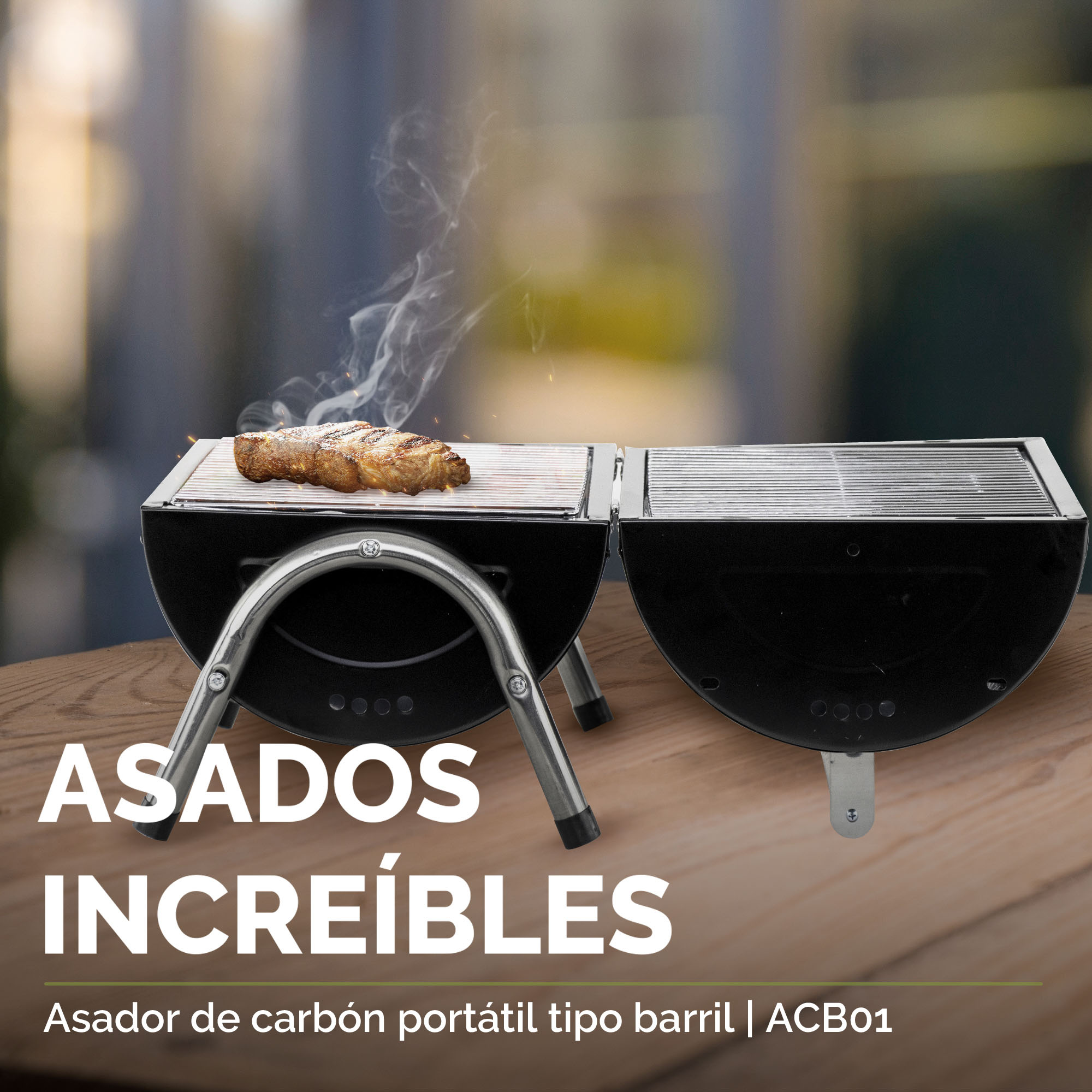 Foto 5 | Asador de Carbón Tipo Barril Portátil Avera Acb01 color Negro