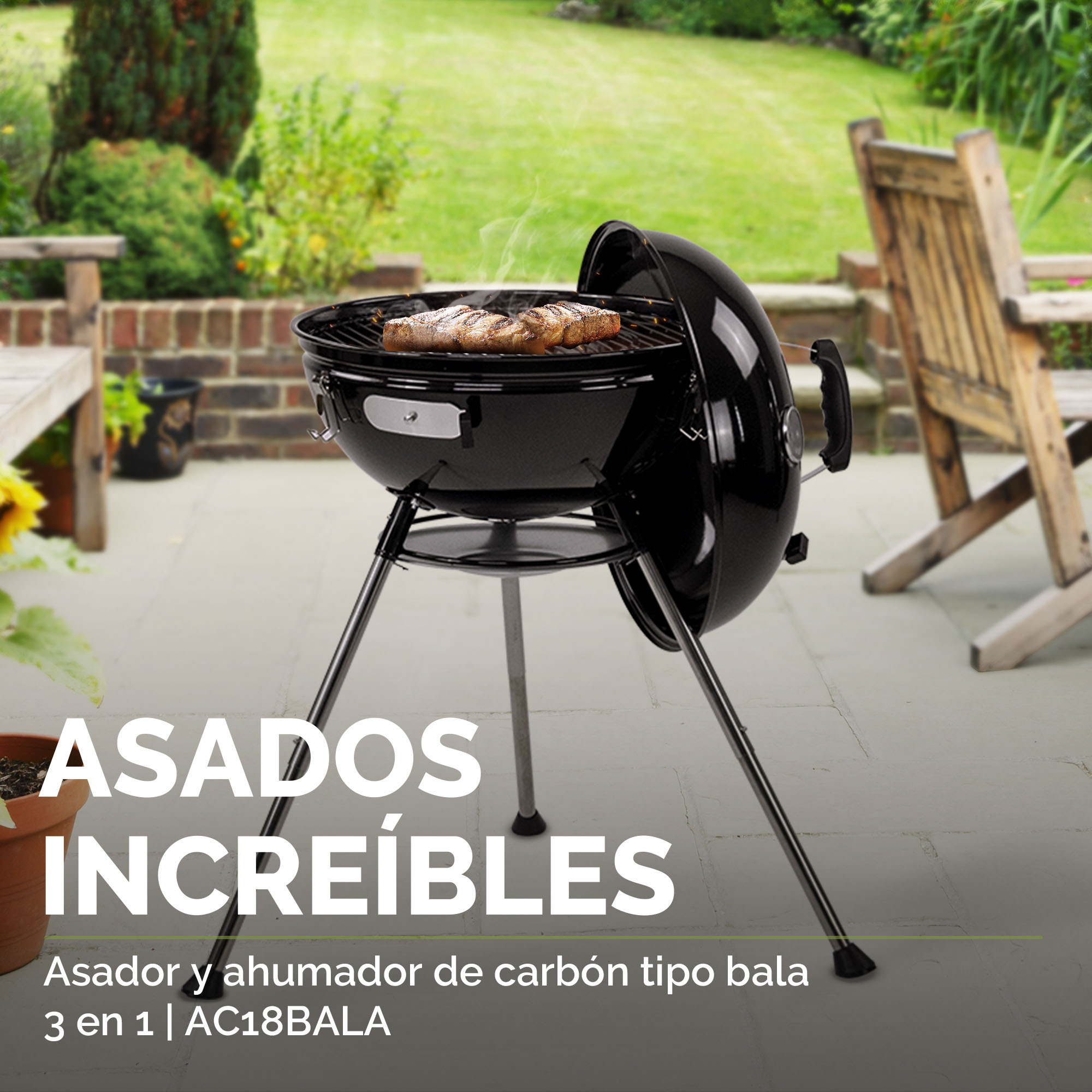 Foto 6 pulgar | Asador de Carbón Ahumador 18'' Avera Ac18bala color Negro