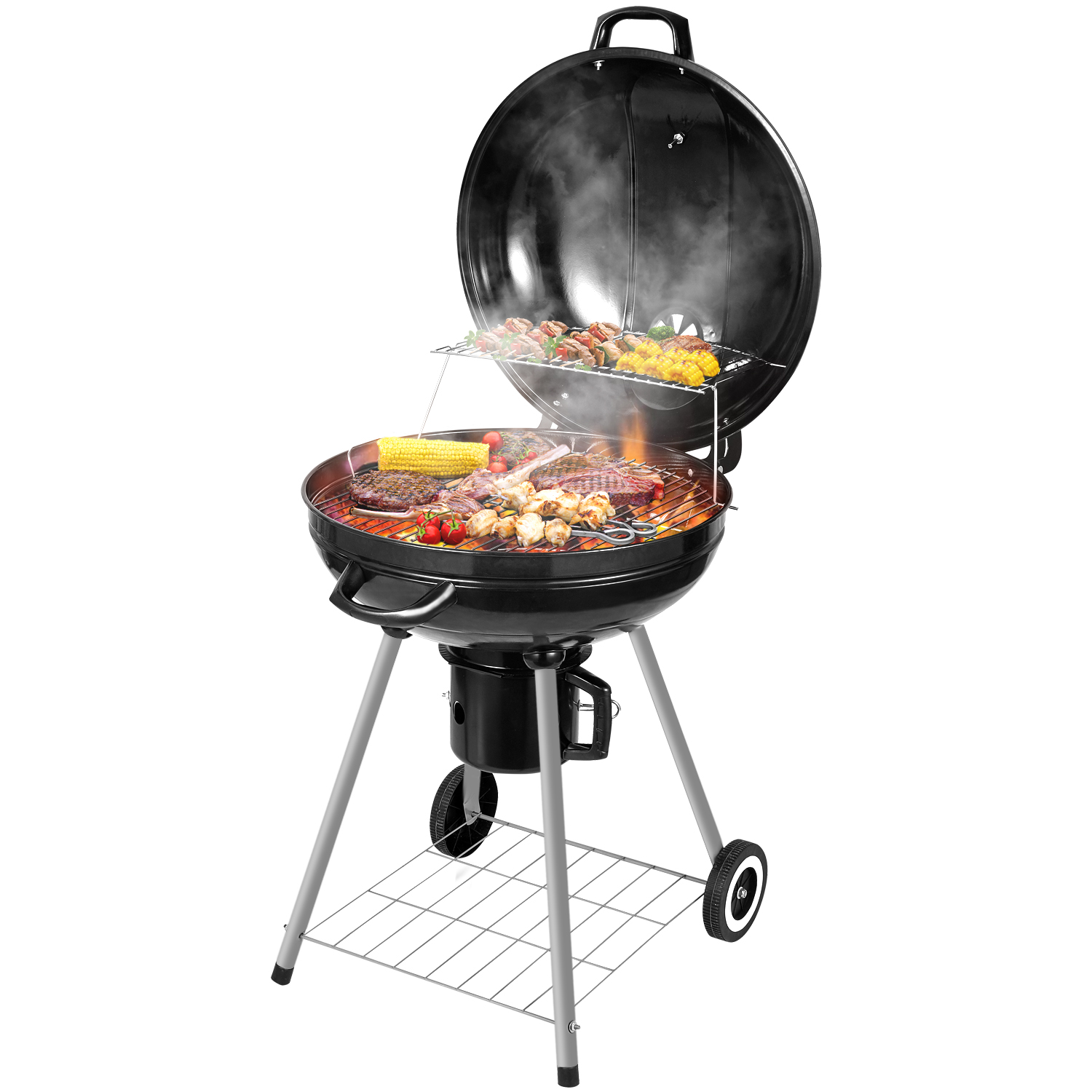Asador de Carbón Portátil K10137 Negro 26'' para Exteriores