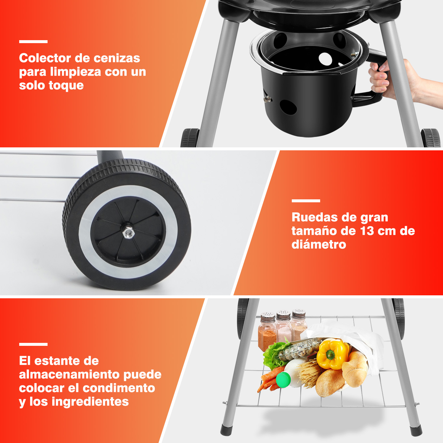 Foto 6 pulgar | Asador de Carbón Portátil K10137 Negro 26'' para Exteriores