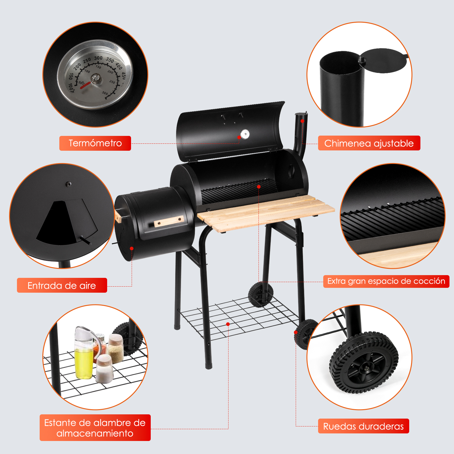 Foto 3 pulgar | Asador de Carbón Generac K10134 color Negro 29" con Mesas Auxiliares