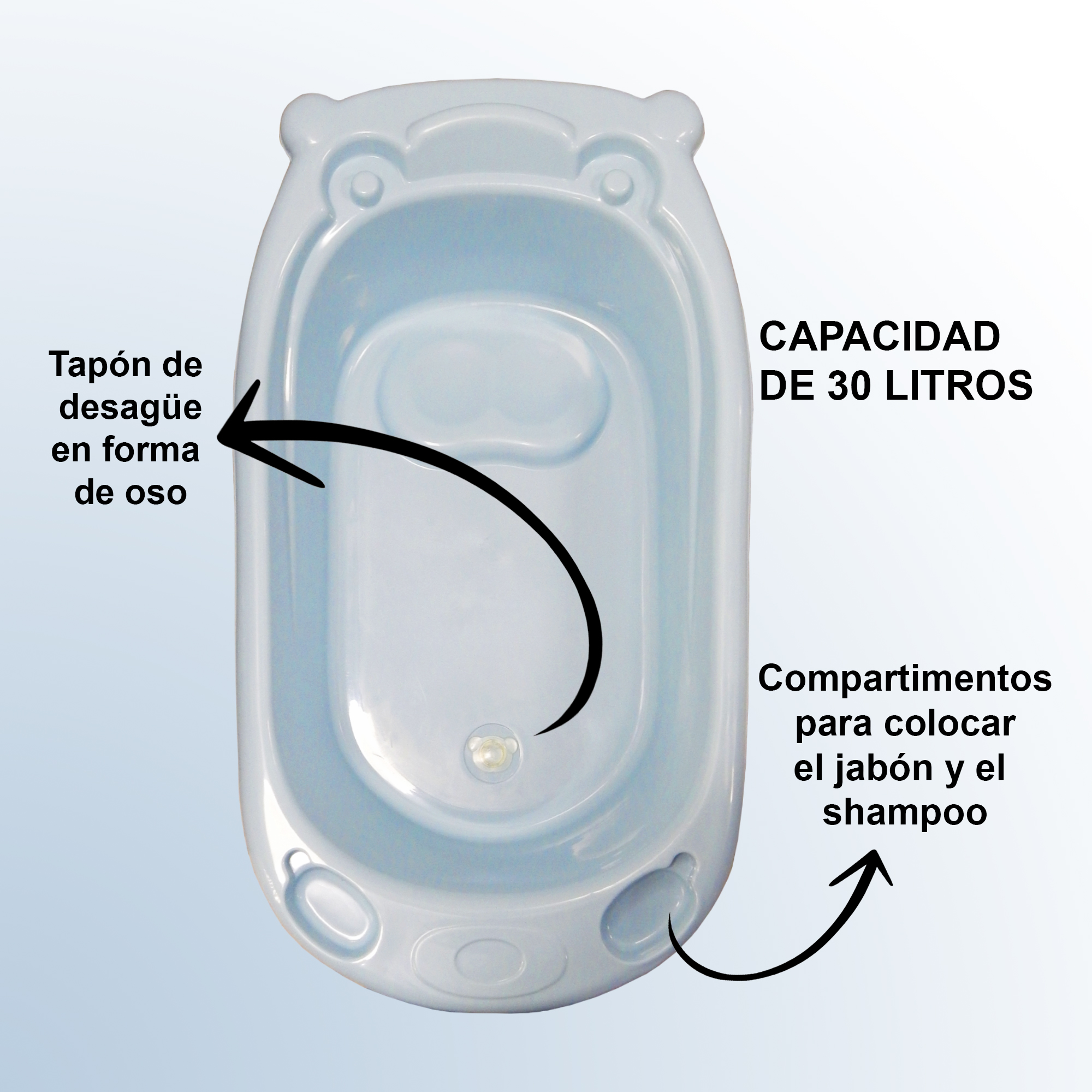 Foto 8 pulgar | Bañera Para Bebe con Respaldo Desmontable Aquila 30 L color Azul