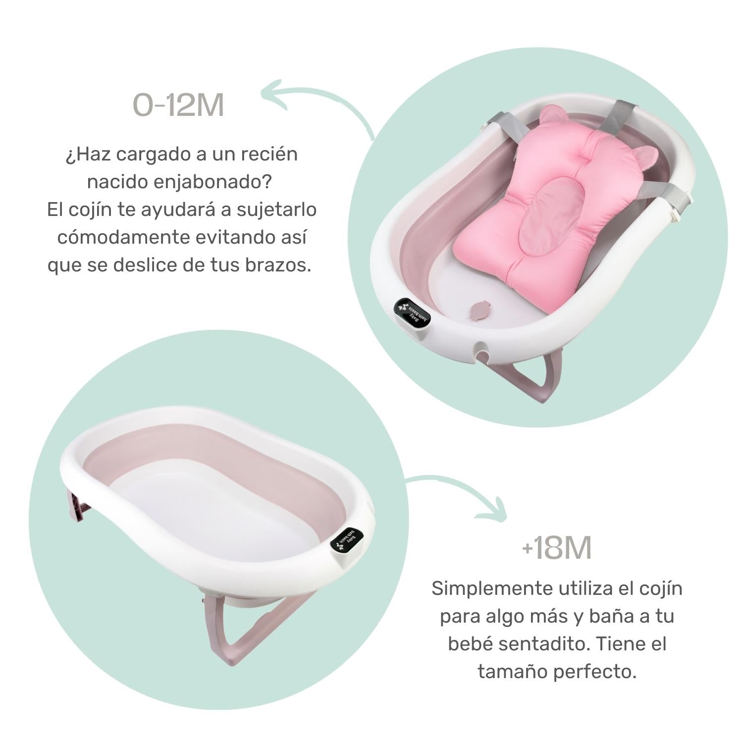 Foto 3 pulgar | Bañera Para Bebé Ó Tina De Baño Plegable Con Cojín Flotante Anti-deslizante Nap Baby - Rosa