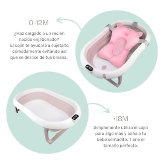 Foto 2 | Bañera Para Bebé Ó Tina De Baño Plegable Con Cojín Flotante Anti-deslizante Nap Baby - Rosa
