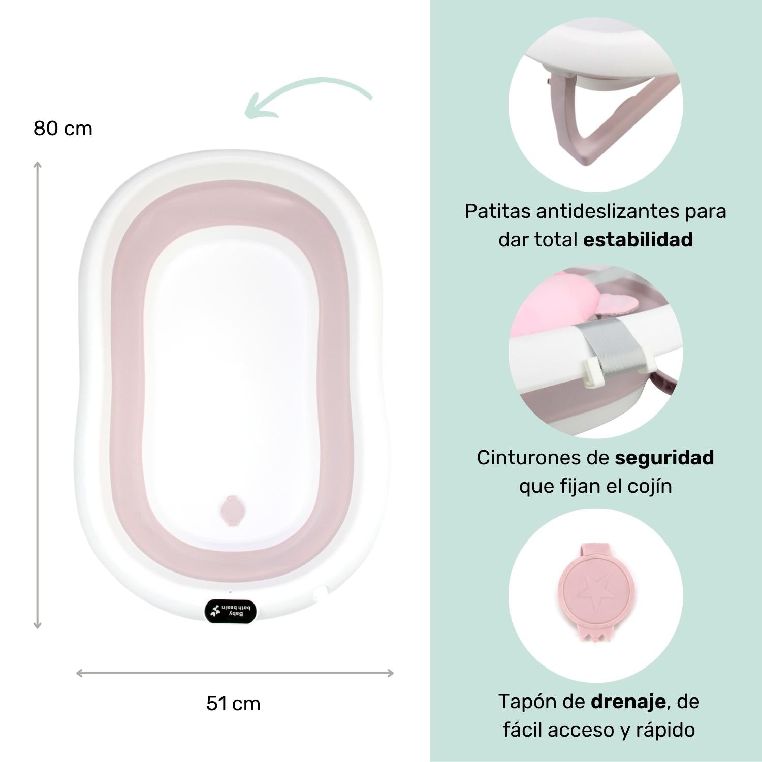 Foto 4 pulgar | Bañera Para Bebé Ó Tina De Baño Plegable Con Cojín Flotante Anti-deslizante Nap Baby - Rosa